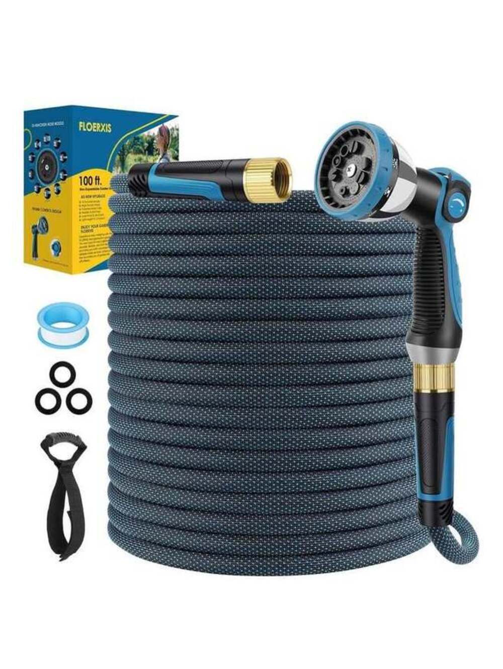 100ft Non-Expanding Hose, Lightweight, Non-Kink, 10-Function Nozzle - New in Box